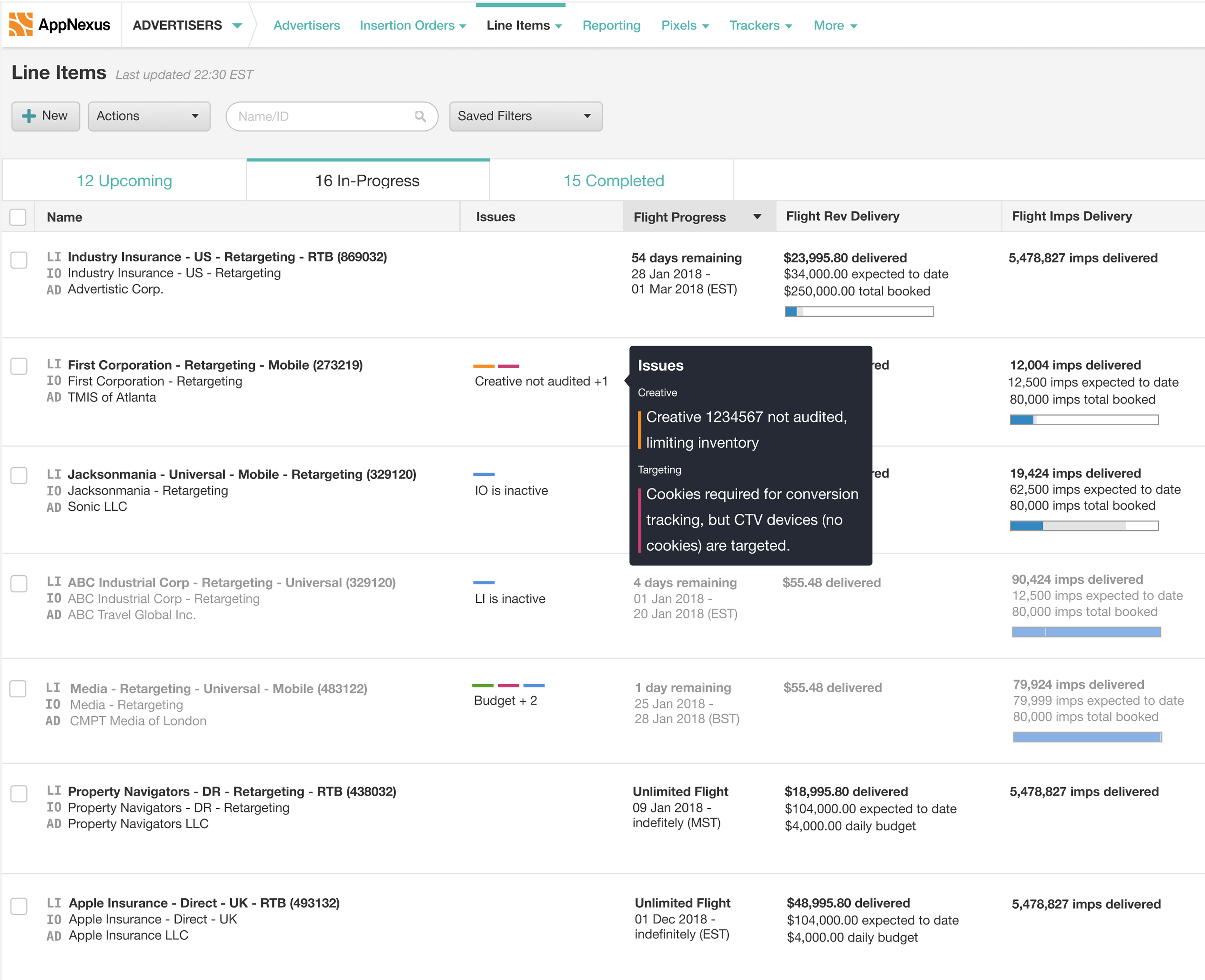Campaign blockers monitoring UI